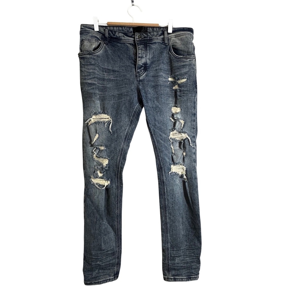 Valabasas Slim Fit Distressed Ripped Denim Jeans Men's Size 36x31 Blue